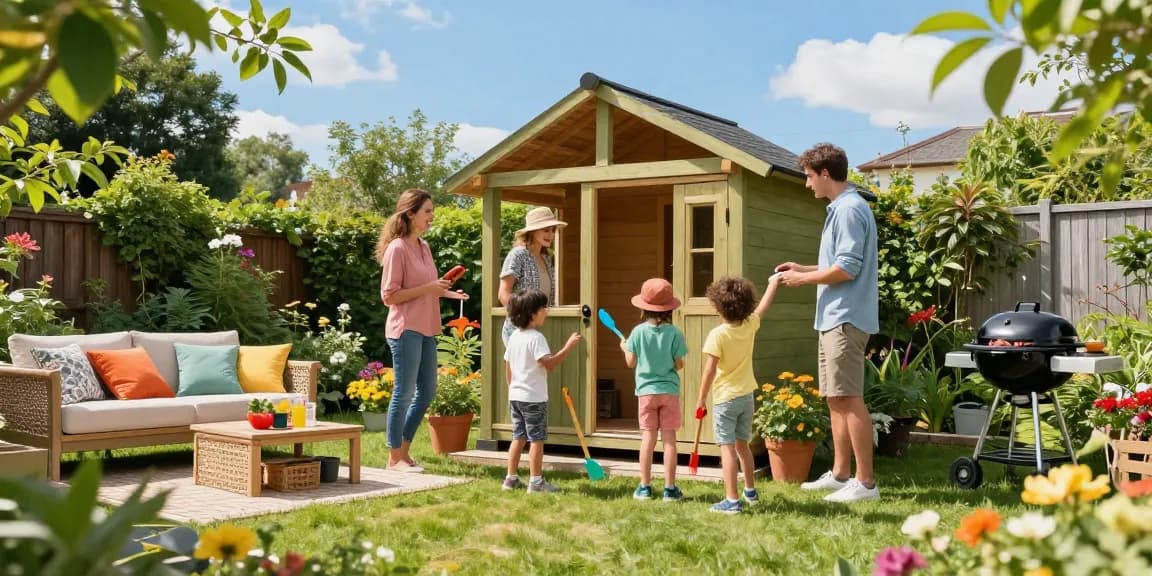 Gartenhaus kaufen bietet Platz für Familie und Spielzeug im Garten.