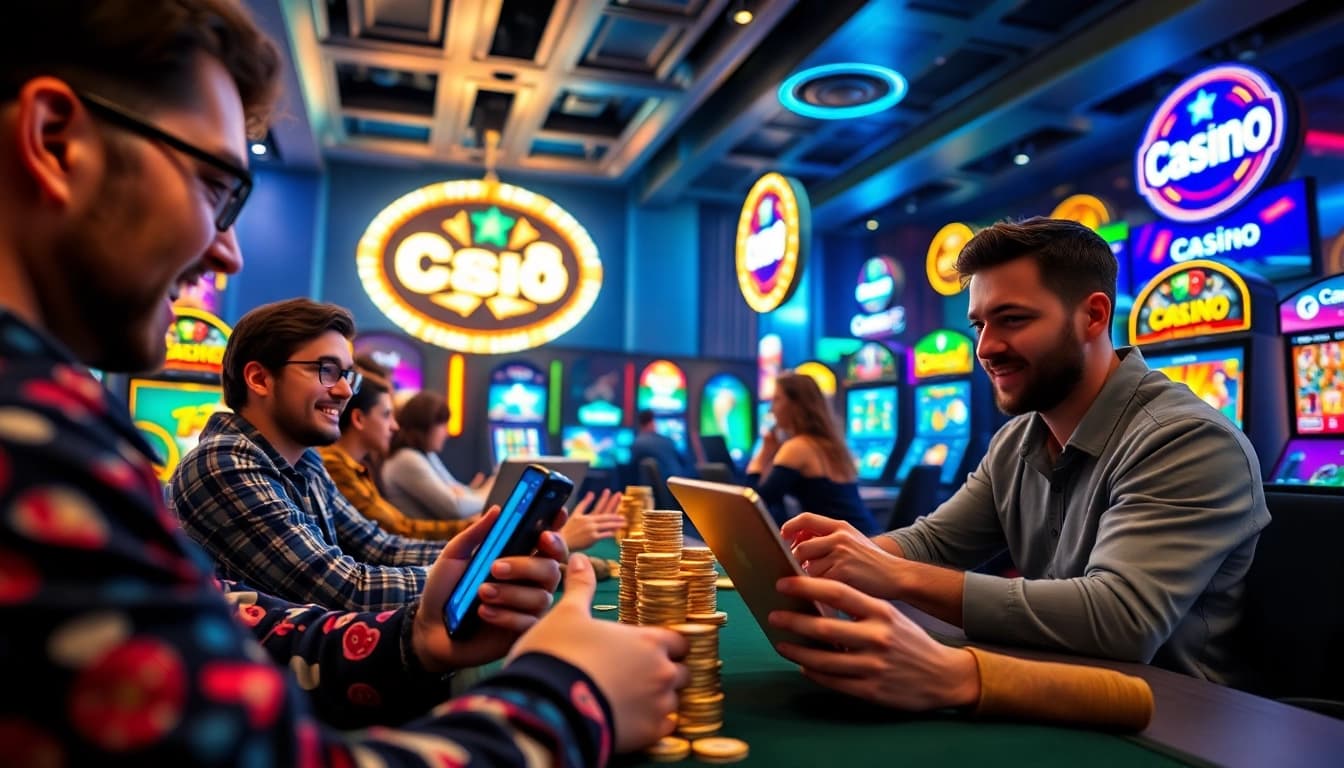 Exciting Go8 casino gaming scene with engaged players and vibrant game displays.