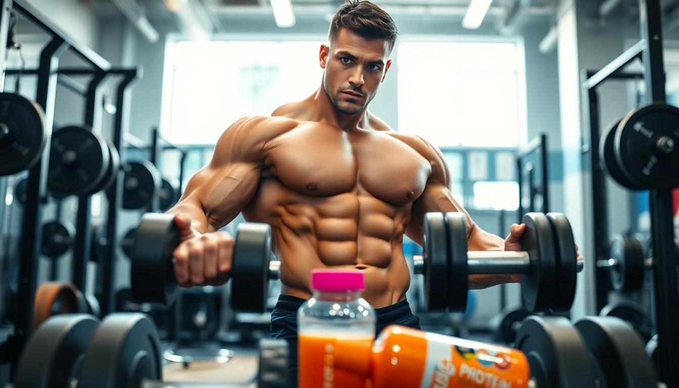 Sustanon kaufen für muskulöse Fitnessenthusiasten im Gym mit Trainingsgeräten