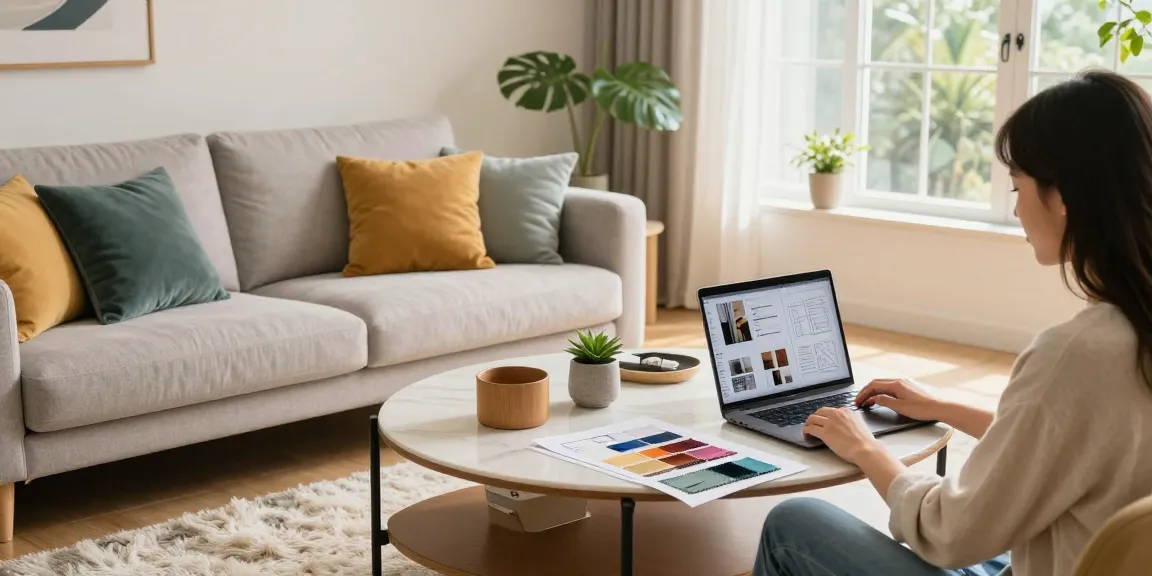 Entdecken Sie das gemütliche Wohnzimmer, während Sie Möbel online für Ihre Wohnbedürfnisse bestellen.