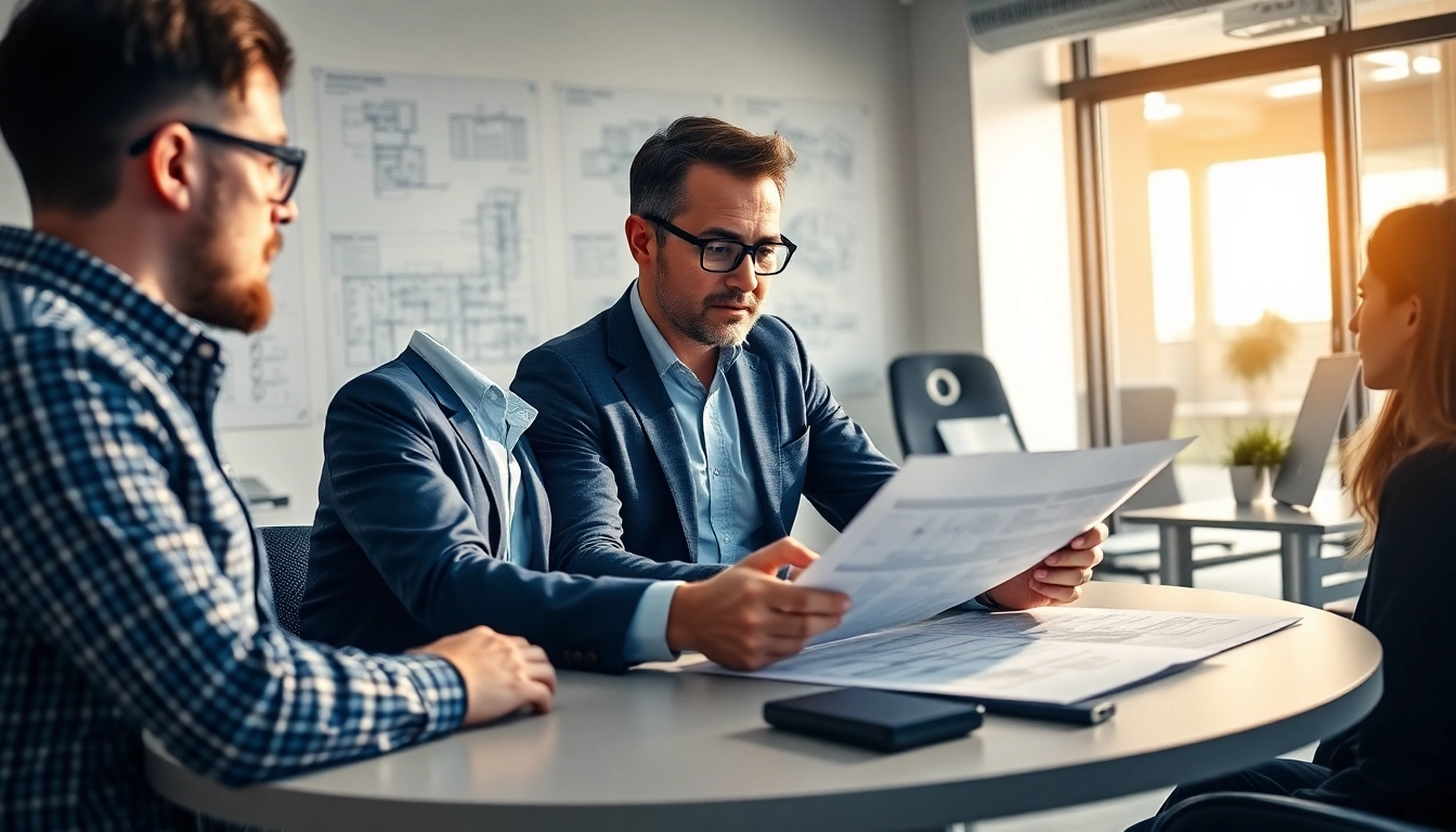Headhunter Ingenieure in einem modernen Büro, das mit Ingenieuren an Projekten arbeitet.