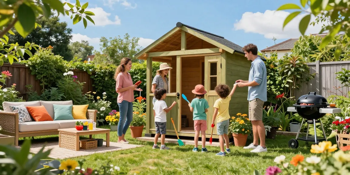 Gartenhaus kaufen bietet Platz für Familie und Spielzeug im Garten.