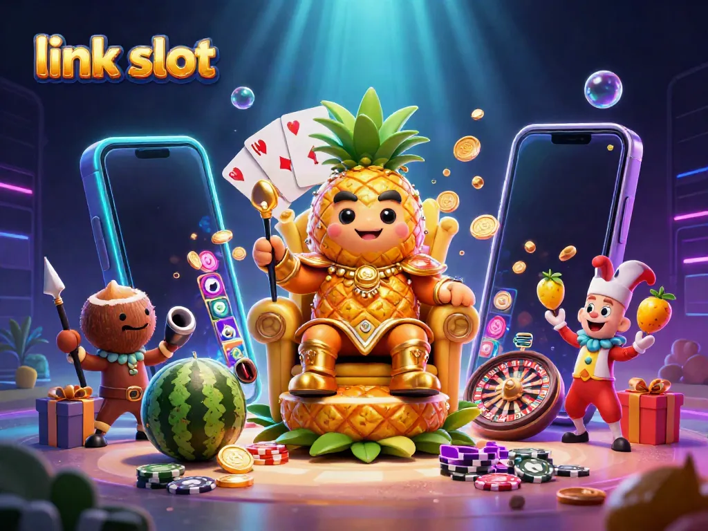 Experience thrilling gameplay with link slot in this vibrant 3D casino scene featuring exciting characters and game elements.