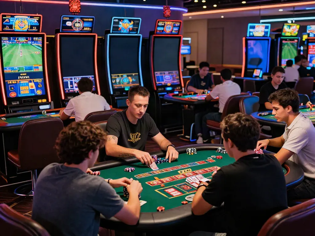 rikvip online casino gaming scene with players celebrating wins