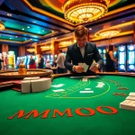 Players enjoying an exciting game night at a blackjack table with MMOO design elements.