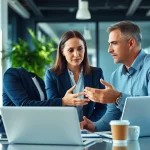 Headhunter Schweiz berät in modernem Büro über effektive Strategien zur Personalvermittlung.