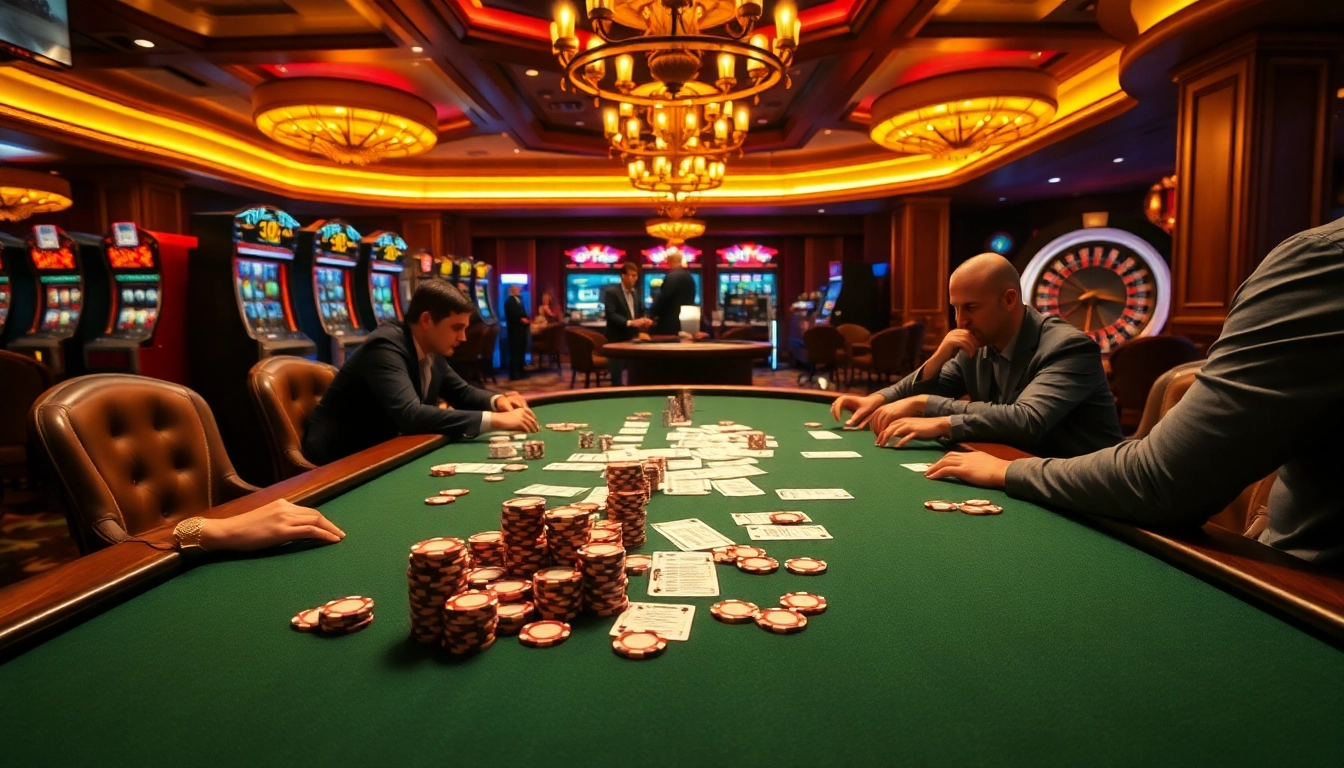 Engage in high-stakes gambling at JL55 poker table with vibrant chips and casino atmosphere