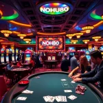 Experience thrilling gameplay at NOHU90 casino with colorful slot machines and vibrant gaming atmosphere.
