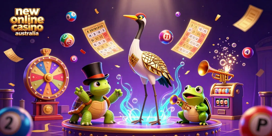Experience the thrills of new online casinos in Australia with vibrant casino-themed characters.